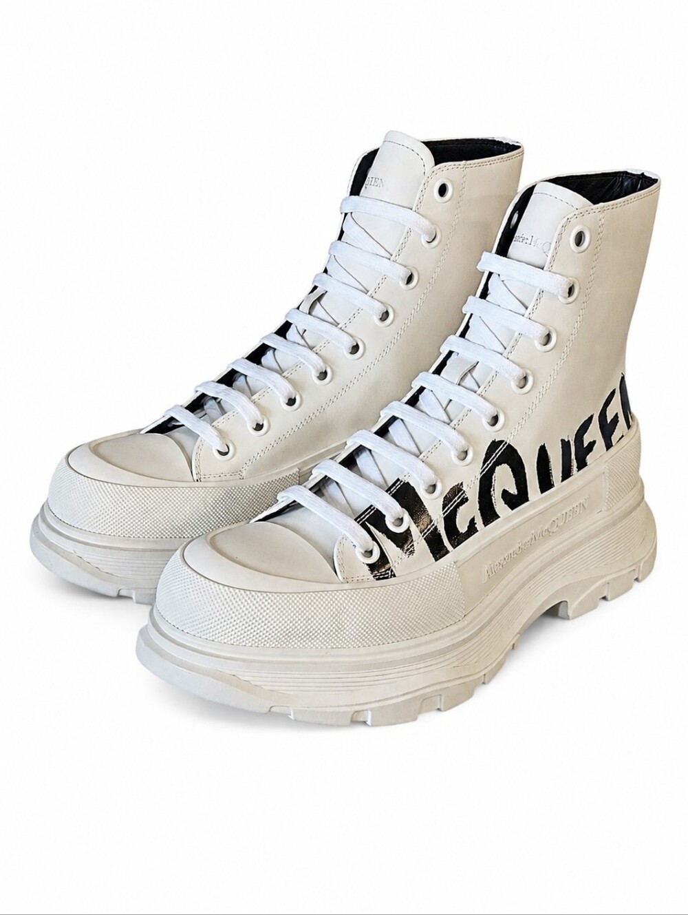 ALEXANDER MCQUEEN | Tread Slick Graffiti Leather High Top Boots EU 43 US 10 - Picture 3 of 11